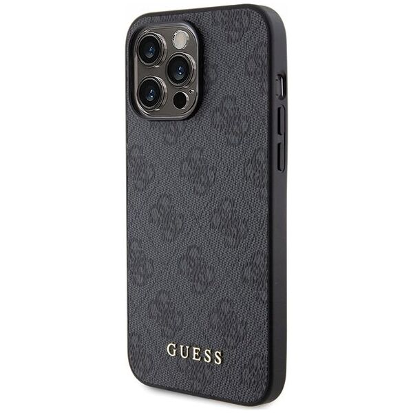 Guess Guess GUHCP15XG4GFGR iPhone 15 Pro Max 6.7" szary/grey hard case 4G Metal Gold Logo