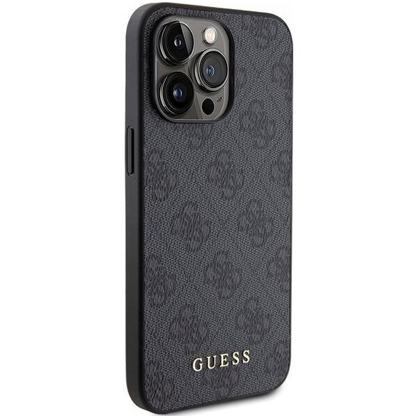 Guess Guess GUHCP15XG4GFGR iPhone 15 Pro Max 6.7" szary/grey hard case 4G Metal Gold Logo