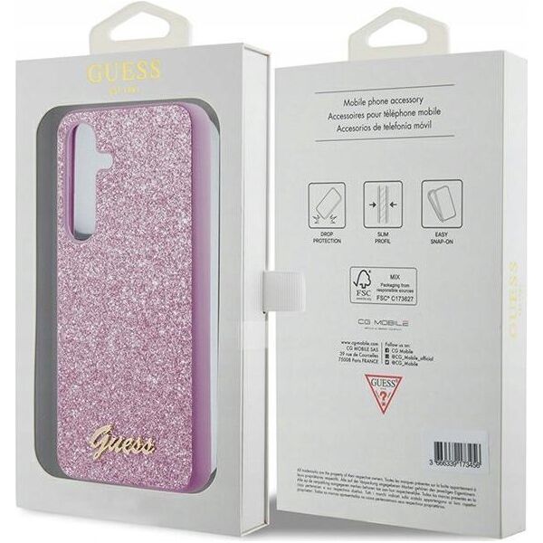 Guess Oryginalne Etui GUESS Hardcase GUHCS24SHGGSHU do Samsung S24 (Glitter Script / fioletowy)