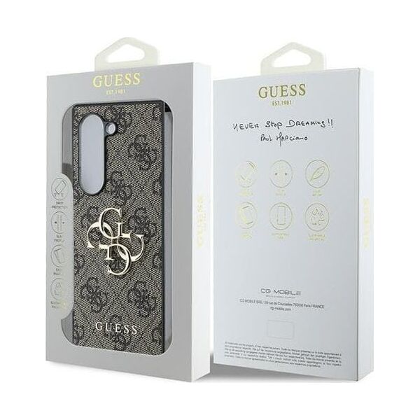 Guess Guess GUHCZFD64GMGBR Z Fold6 F956 brązowy/brown Leather 4G Metal Logo