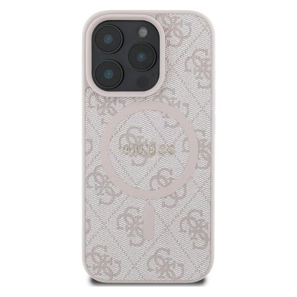 Guess Guess GUHMP16LG4GFRP iPhone 16 Pro 6.3" różowy/pink hardcase 4G Ring Classic Logo MagSafe