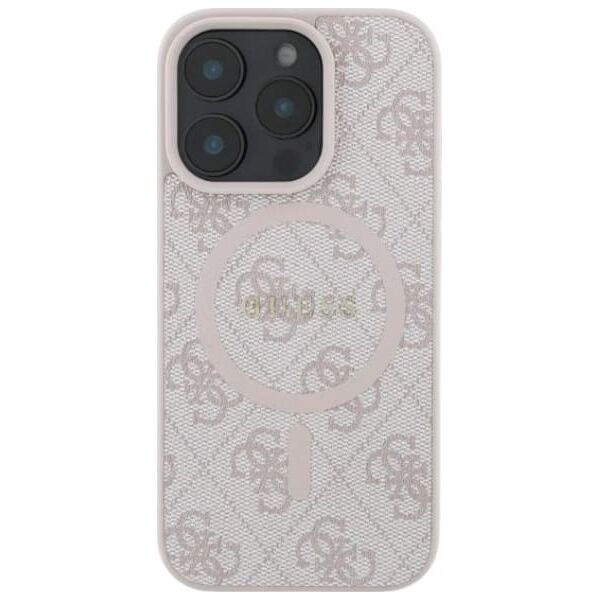 Guess Guess GUHMP16LG4GFRP iPhone 16 Pro 6.3" różowy/pink hardcase 4G Ring Classic Logo MagSafe