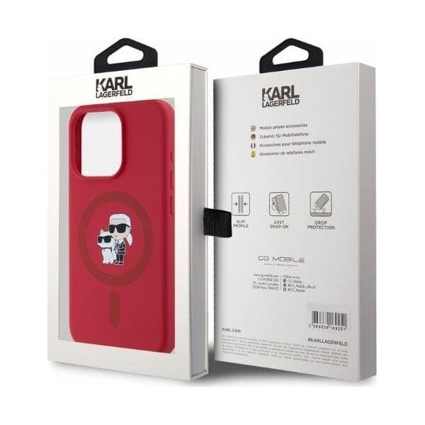 Karl Lagerfeld Karl Lagerfeld KLHMP15LSCMKCRHR iPhone 15 Pro 6.1" czerwony/red hardcase Silicone KC Heads Ring MagSafe