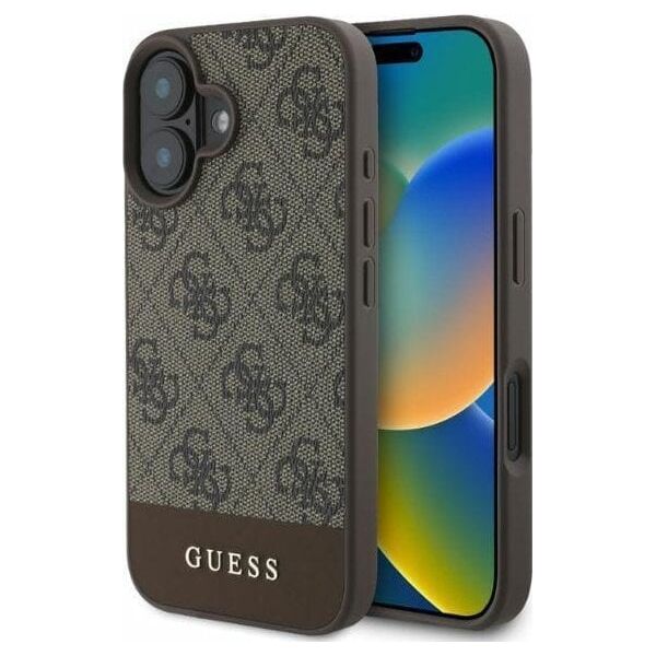 Guess Guess GUHCP16SG4GLBR iPhone 16 6.1" brązowy/brown hardcase 4G Bottom Stripe