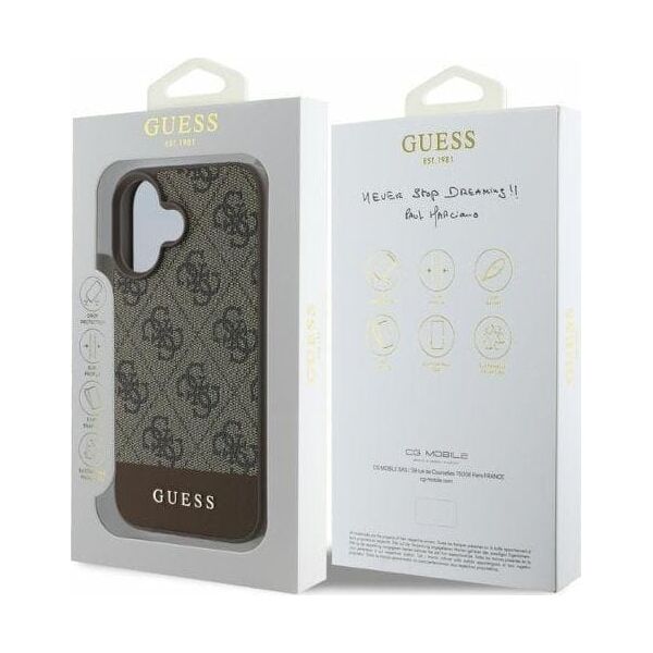Guess Guess GUHCP16SG4GLBR iPhone 16 6.1" brązowy/brown hardcase 4G Bottom Stripe
