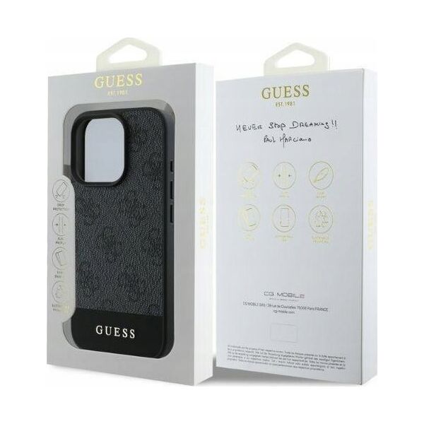 Guess GUESS futerał do IPHONE 16 Pro GUHCP16LG4GLGR (PC/TPU 4G PU Bottom Stripe) szary