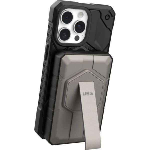 Powerbank Baseus UAG Rugged 10K - powerbank 10000 mAh z podstawką, ładowanie bezprzewodowe 10W, kompatybilny z MagSafe, kabel w zestawie (black/titanium)