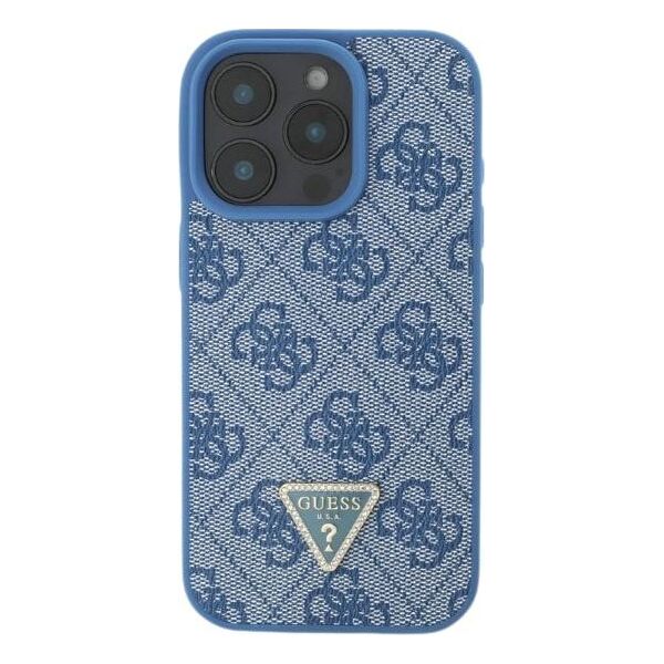 Guess Guess GUHCP16LP4TDPB iPhone 16 Pro 6.3" niebieski/blue hardcase Leather 4G Triangle Strass MagSafe