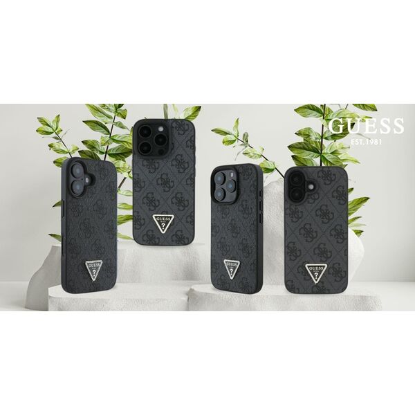 Guess Guess GUHCP16MP4TDPK iPhone 16 Plus 6.7" czarny/black hardcase Leather 4G Triangle Strass MagSafe