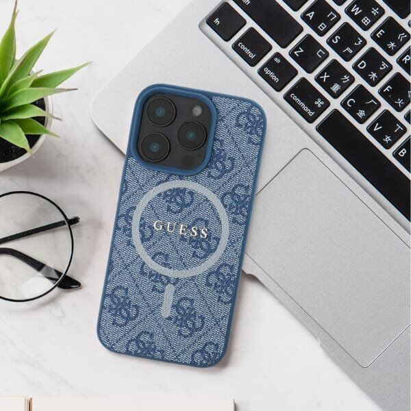 Guess Guess GUHCP16XP4TDPP iPhone 16 Pro Max 6.1" różowy/pink hardcase Leather 4G Triangle Strass MagSafe