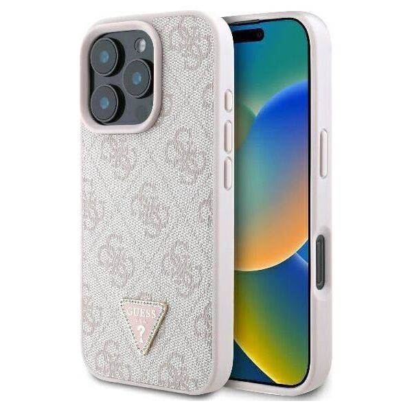 Guess Guess GUHCP16XP4TDPP iPhone 16 Pro Max 6.1" różowy/pink hardcase Leather 4G Triangle Strass MagSafe