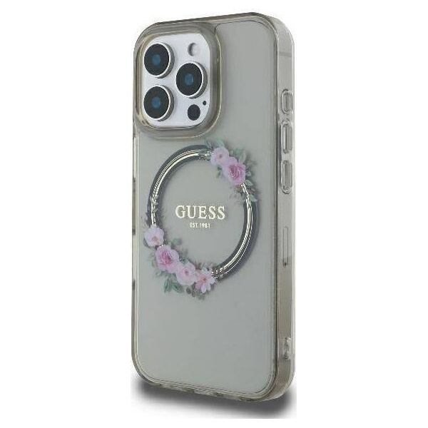 Guess Guess GUHMP16LHFWFCK iPhone 16 Pro 6.3" czarny/black hardcase IML Flowers Wreath MagSafe
