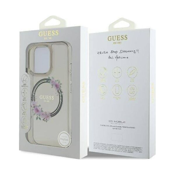 Guess Guess GUHMP16LHFWFCK iPhone 16 Pro 6.3" czarny/black hardcase IML Flowers Wreath MagSafe