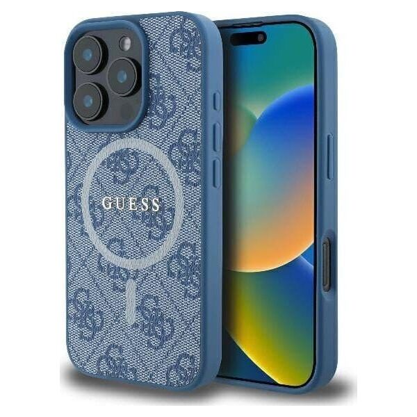 Guess Guess GUHMP16LG4GFRB iPhone 16 Pro 6.3" niebieski/blue hardcase 4G Ring Classic Logo MagSafe