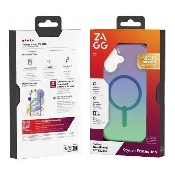Zagg International ZAGG Milan Snap - obudowa ochronna do iPhone 16 kompatybilna z MagSafe (raven feather)