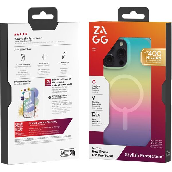 Zagg International ZAGG Milan Snap - obudowa ochronna do iPhone 16 Pro Max kompatybilna z MagSafe (iridescent)