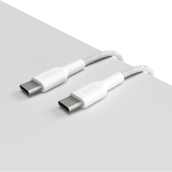 Kabel USB Puro PURO Fabric - Kabel w oplocie heavy duty USB-C do USB-C 1,2m (biały)