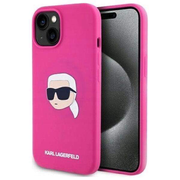 Karl Lagerfeld KLHMP15SSKHPPPLF iPhone 15 6.1" fuchsia/fuschia hardcase Silicone Karl Head Print MagSafe