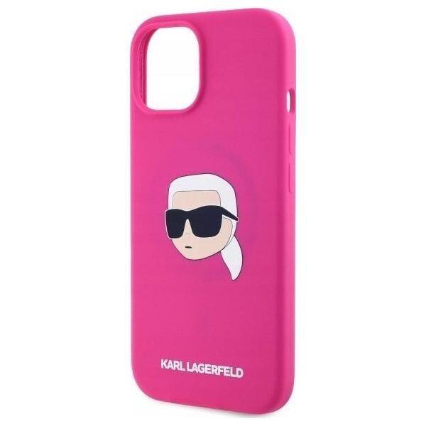 Karl Lagerfeld KLHMP15SSKHPPPLF iPhone 15 6.1" fuchsia/fuschia hardcase Silicone Karl Head Print MagSafe