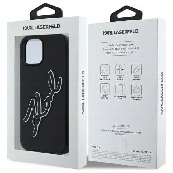 Karl Lagerfeld KLHCP15S3DRKSDLK iPhone 15 6.1" black/black hardcase 3D Rubber Signature