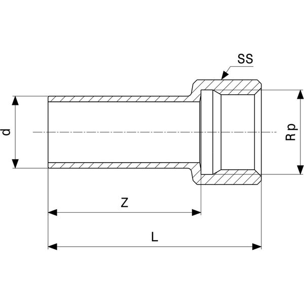 Element wsadowy 15 x 1/2 stal / ocynkowaneŁącznik do rur