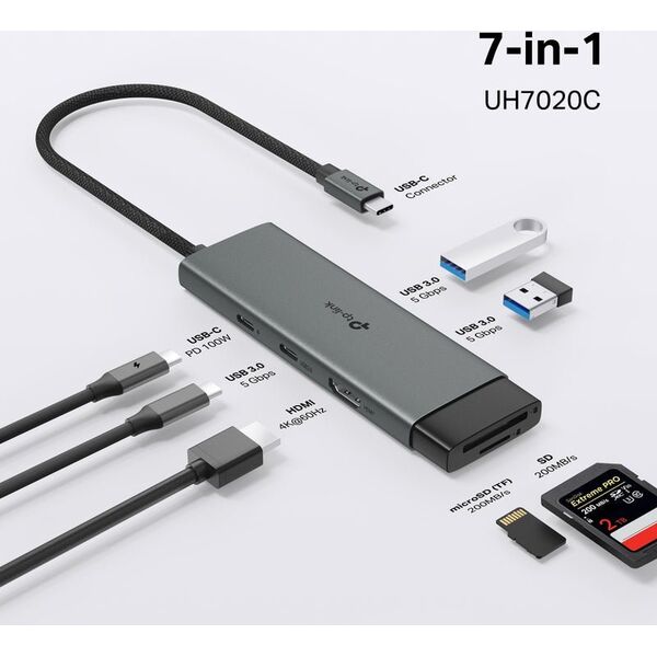 TP-Link UH7020C huby i koncentratory USB 3.2 Gen 1 (3.1 Gen 1) Type-C 5000 Mbit/s