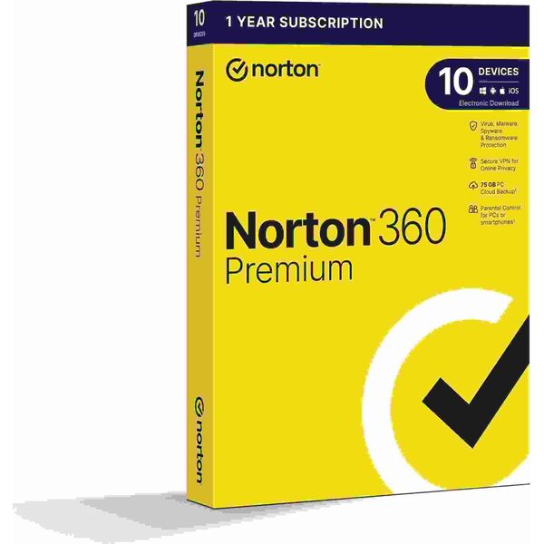 Norton Clipper NORTON 360 PREMIUM 75GB +VPN 1 χρήστης για 10 συσκευές για 1 έτος BOX