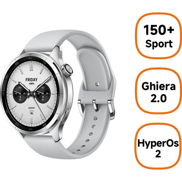 Xiaomi Watch S4 | Smart watch | GPS (satellite) | AMOLED | 1.43" | Waterproof | Silver