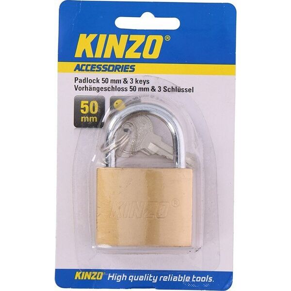 Kinzo Kinzo - Kłódka mosiężna 50 mm z 3 kluczami