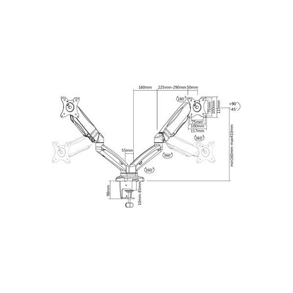 Deltaco Uchwyt biurkowy na 2 monitory 17" - 32" (ARM-1300)