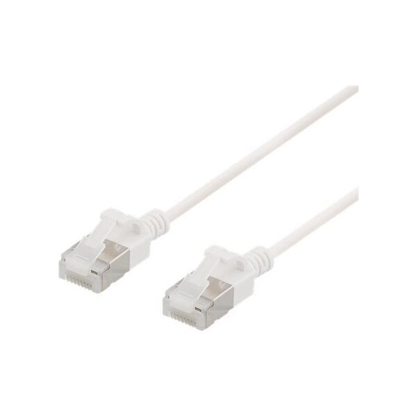 Deltaco DELTACO U/FTP Cat6a patch cable, slim, 3,8mm in diameter, 1m, white
