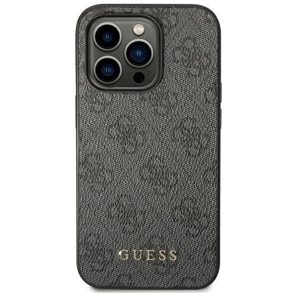 Guess Guess Etui Iphone 14 Pro Szary Metal Gold Logo