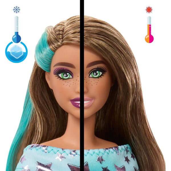 „Barbie Party Unboxed Reveal“ siurprizų rinkinys - tamsiaplaukė lėlė
