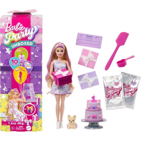 „Barbie Party Unboxed Reveal“ siurprizų rinkinys - šviesiaplaukė lėlė
