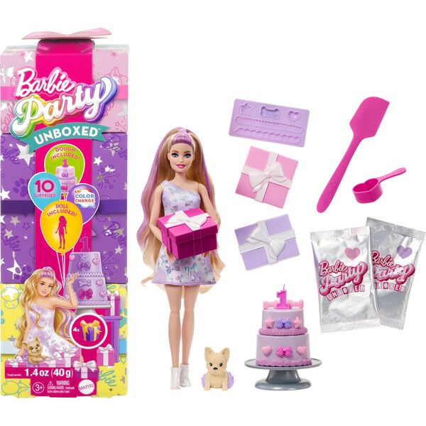 „Barbie Party Unboxed Reveal“ siurprizų rinkinys - šviesiaplaukė lėlė