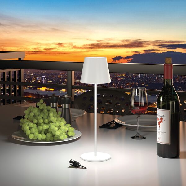 Ρυθμιζόμενο επιτραπέζιο φωτιστικό Realpower RealPower LED-Tischlampe κρύο/ζεστό με μπαταρία, λευκό