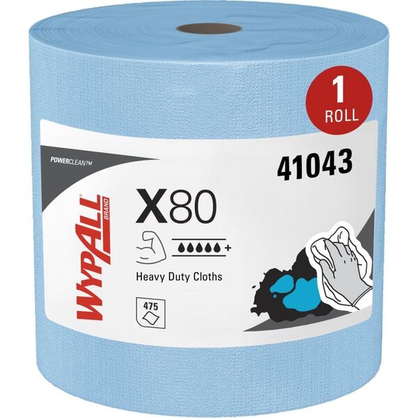 WYPALL Kimberly-Clark WypAll X80 - Καθαριστικό σε μεγάλο ρολό, διάτρητο - Μπλε