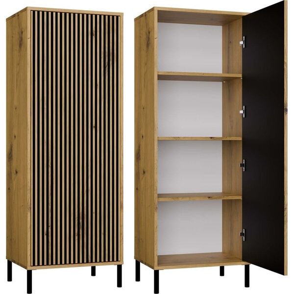 Witryna KAMARO 1DD SLIM DĄB ARTISAN Lamele Front Ryflowany