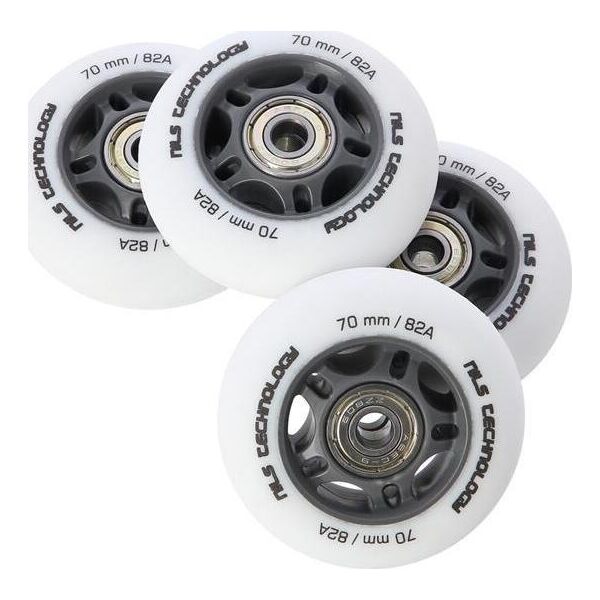 Nils Extreme PU 70x24 82A BIAŁE MATOWE (4 szt.) + ABEC-9 (8 szt.) ZESTAW NILS EXTREME