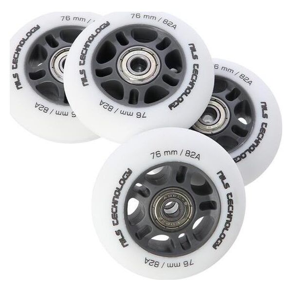 Nils Extreme PU 76x24 82A BIAŁE MATOWE (4 szt.) + ABEC-9 (8 szt.) ZESTAW NILS EXTREME