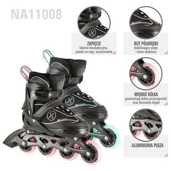 Rolki Nils Extreme NA11008 rekreacyjne regulowane czarne r. 39-42