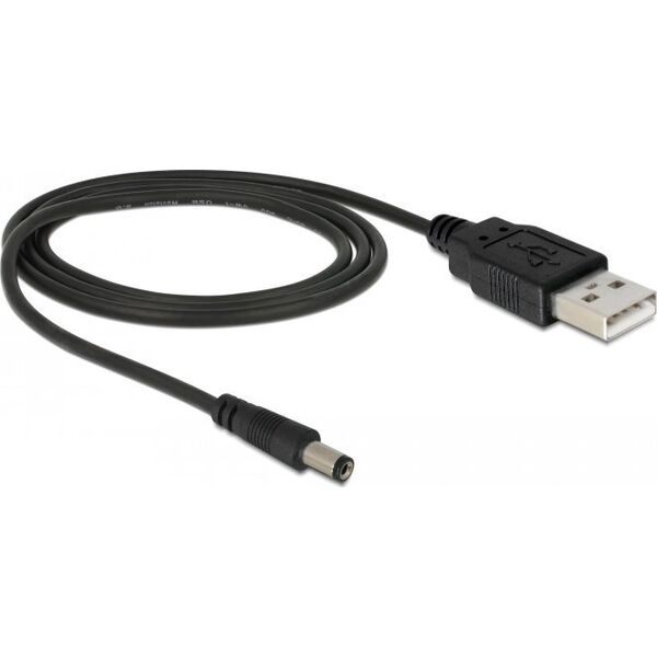 Kabel USB Delock USB-A - DC 5.5 x 2.1 mm 1 m Czarny (82197)