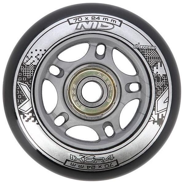 Nils Extreme PU 70x24 82A CZARNE N (4 szt.) + ABEC-9 (8 szt.) ZESTAW NILS EXTREME