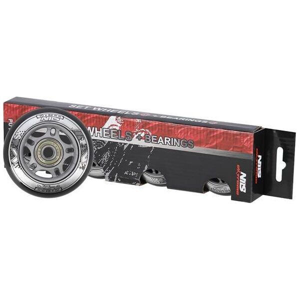 Nils Extreme PU 70x24 82A CZARNE N (4 szt.) + ABEC-9 (8 szt.) ZESTAW NILS EXTREME