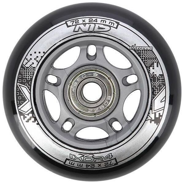 Nils Extreme PU 72x24 82A CZARNE N (4 szt.) + ABEC-9 (8 szt.) ZESTAW NILS EXTREME