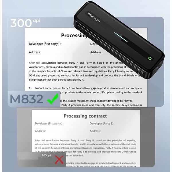 Przenośna Drukarka Termiczna A4 Bez Tuszu Buetooth Ios/android / Phomemo / M832 / Czarny