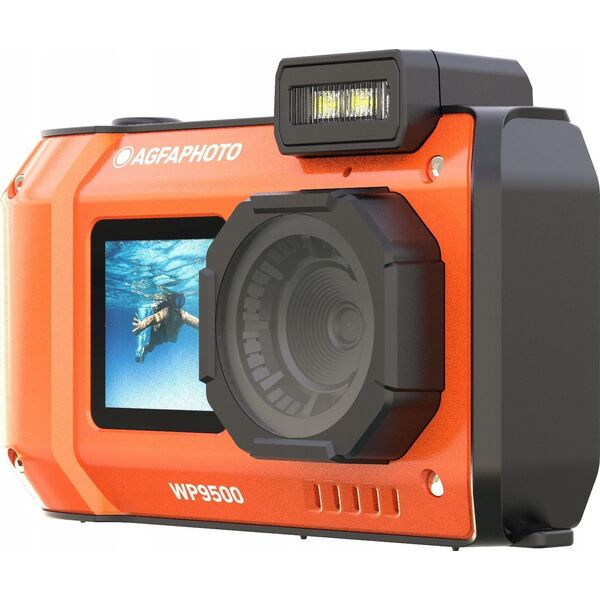 Aparat Podwodny Wodoszczelny 7m 24mp 4k 2x Lcd 18x Zoom / Agfaphoto Wp9500 Pomarańczowy