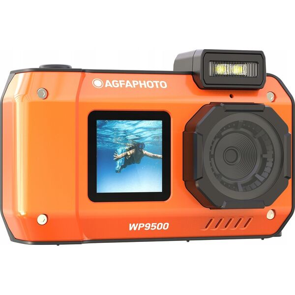 Aparat Podwodny Wodoszczelny 7m 24mp 4k 2x Lcd 18x Zoom / Agfaphoto Wp9500 Pomarańczowy