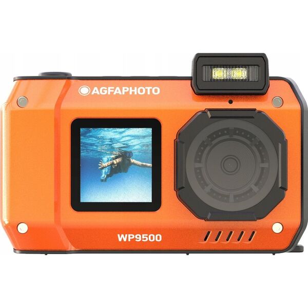 Aparat Podwodny Wodoszczelny 7m 24mp 4k 2x Lcd 18x Zoom / Agfaphoto Wp9500 Pomarańczowy