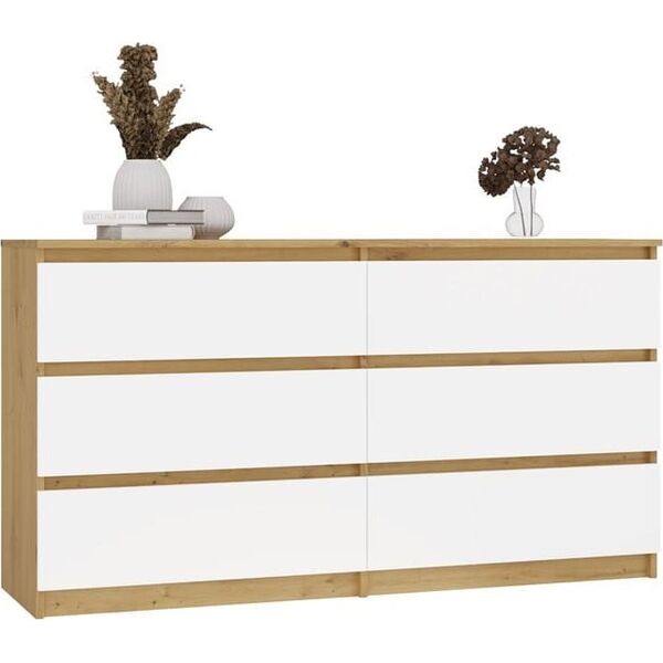 Komoda Malwa M6 140 DĄB ARTISAN BIAŁY